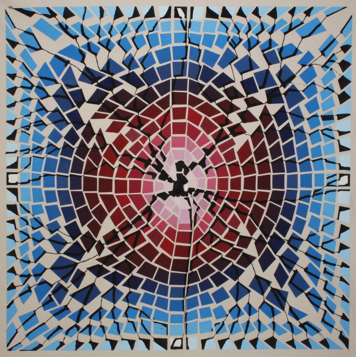Jean Alexander Frater; blue to red with white small squares; 2015 